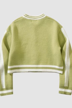 Style Core Aesthetics, New Style Trends Letter Pattern Jacquard Knit Jacket