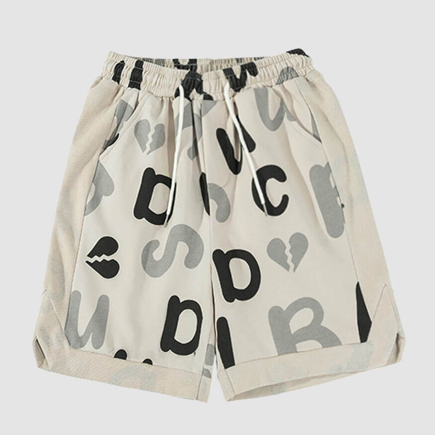 Style Core Aesthetics, New Style Trends Letter Print Drawstring Sport Shorts