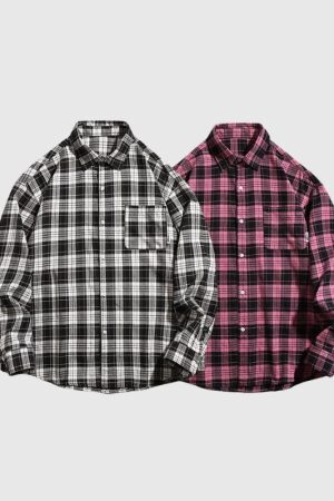 Style Core Aesthetics, New Style Trends Letter Printed Plaid Shirts