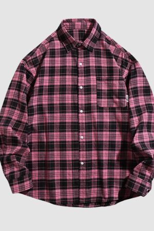 Style Core Aesthetics, New Style Trends Letter Printed Plaid Shirts