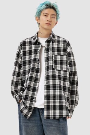 Style Core Aesthetics, New Style Trends Letter Printed Plaid Shirts