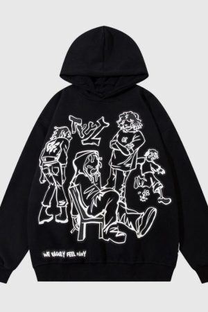 Style Core Aesthetics, New Style Trends Line Person Graphic Hoodies