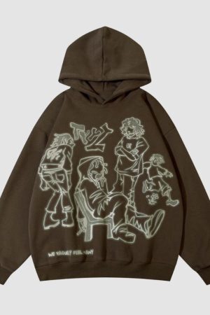 Style Core Aesthetics, New Style Trends Line Person Graphic Hoodies