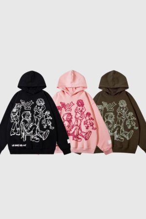 Style Core Aesthetics, New Style Trends Line Person Graphic Hoodies