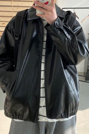 Style Core Aesthetics, New Style Trends Loose Collar Motorcycle Jacket