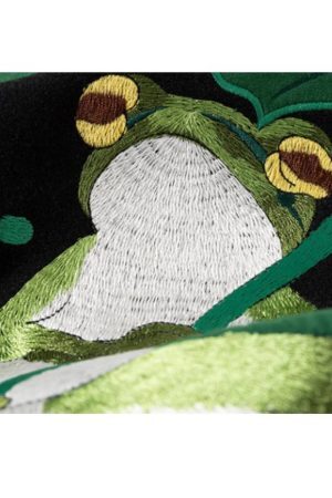 Style Core Aesthetics, New Style Trends Lotus & Frog Pattern Embroidered Jacket