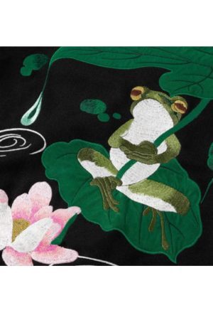 Style Core Aesthetics, New Style Trends Lotus & Frog Pattern Embroidered Jacket