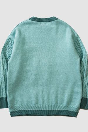 Style Core Aesthetics, New Style Trends Lovely Rabbit Print Cartoon Sweater