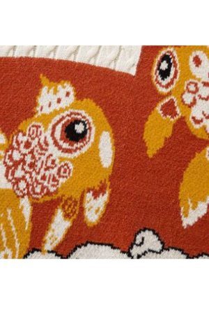 Style Core Aesthetics, New Style Trends Lucky Koi Embroidered Knit Sweater