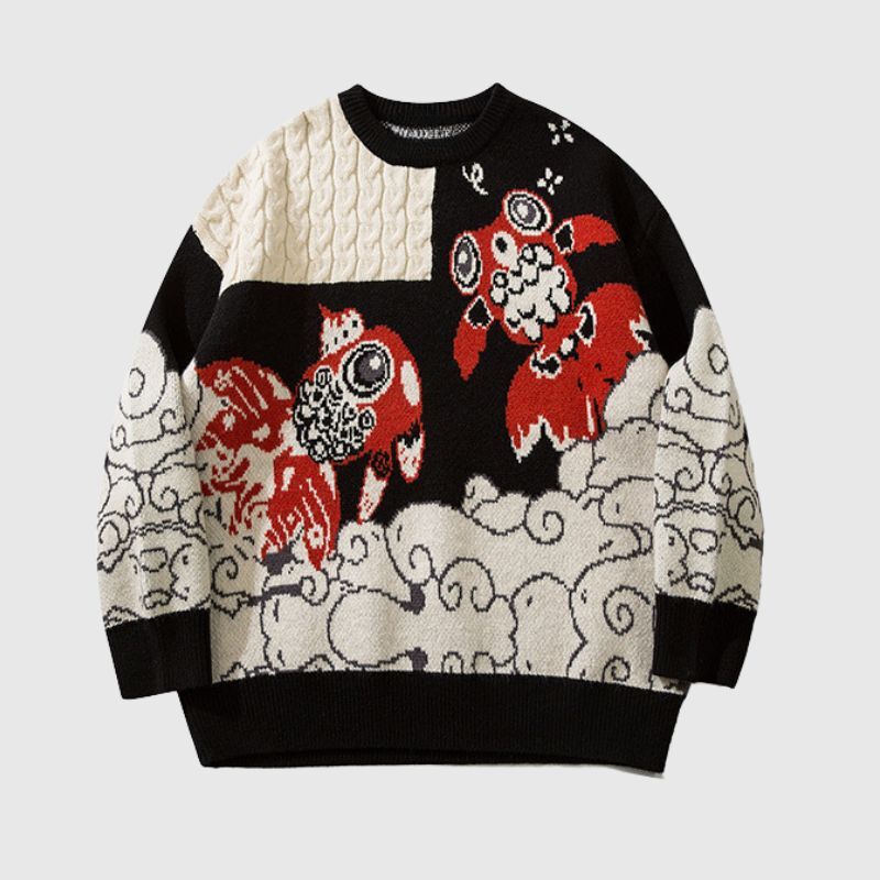 Style Core Aesthetics, New Style Trends Lucky Koi Embroidered Knit Sweater