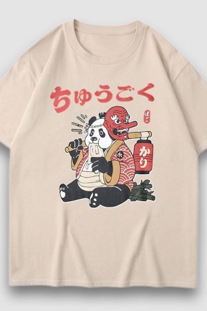 Style Core Aesthetics, New Style Trends Mask Panda Cartoon Print Tee