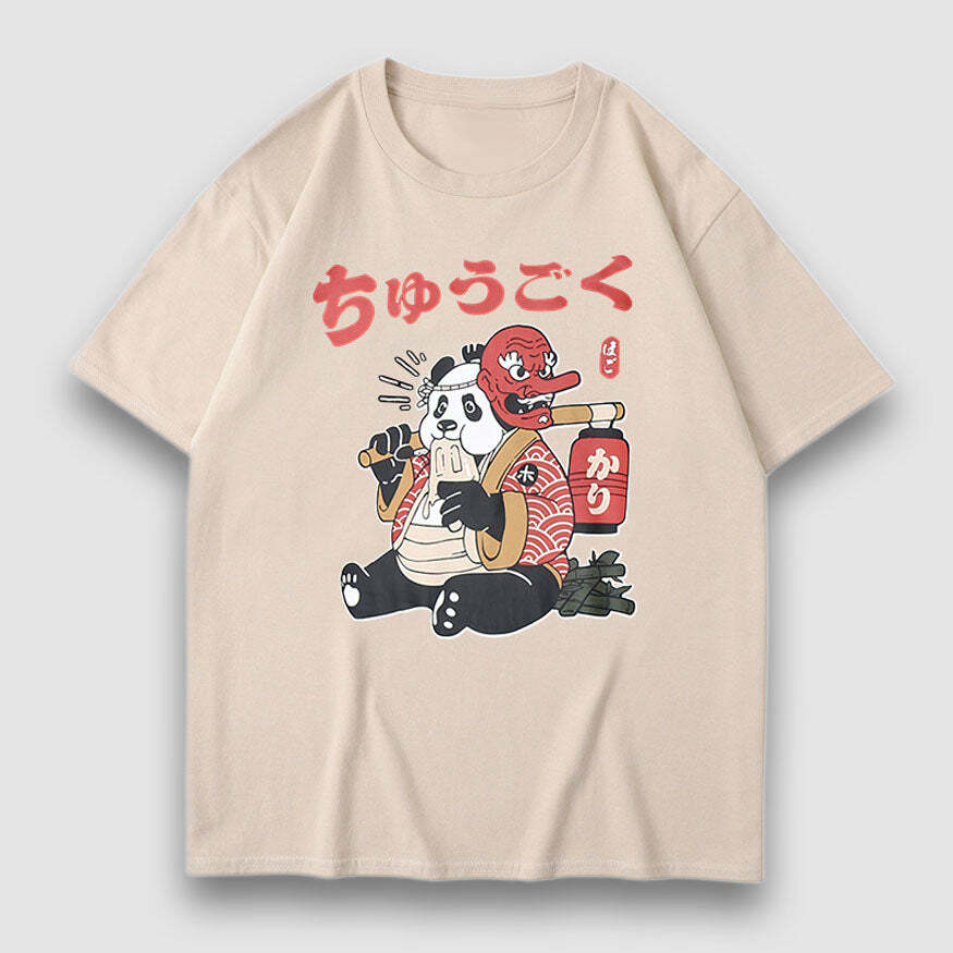 Style Core Aesthetics, New Style Trends Mask Panda Cartoon Print Tee