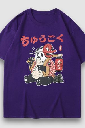 Style Core Aesthetics, New Style Trends Mask Panda Cartoon Print Tee