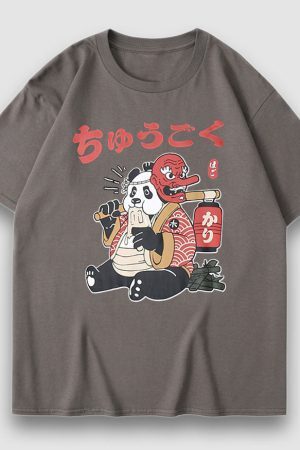 Style Core Aesthetics, New Style Trends Mask Panda Cartoon Print Tee