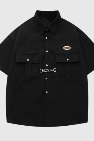 Style Core Aesthetics, New Style Trends Metal Button Waffle Shirts