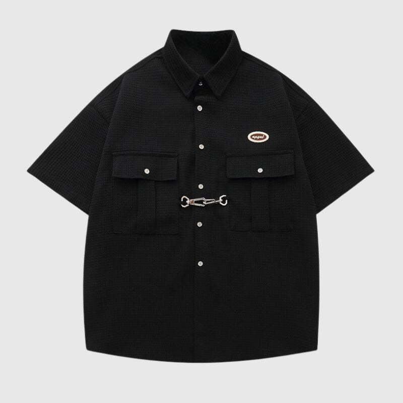 Style Core Aesthetics, New Style Trends Metal Button Waffle Shirts Style Core Aesthetics, New Style Trends Metal Button Waffle Shirts
