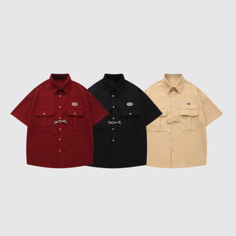 Style Core Aesthetics, New Style Trends Metal Button Waffle Shirts Style Core Aesthetics, New Style Trends Metal Button Waffle Shirts