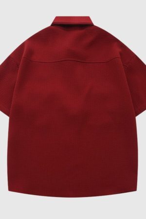 Style Core Aesthetics, New Style Trends Metal Button Waffle Shirts