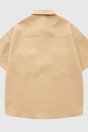 Style Core Aesthetics, New Style Trends Metal Button Waffle Shirts