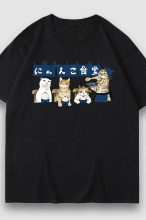 Style Core Aesthetics, New Style Trends Midnight Canteen Cartoon Print Tee