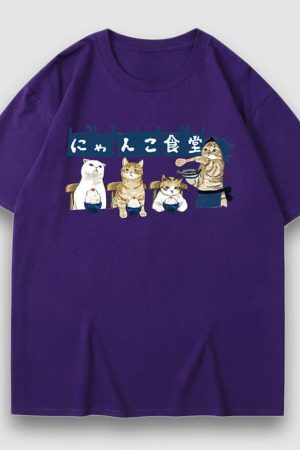 Style Core Aesthetics, New Style Trends Midnight Canteen Cartoon Print Tee