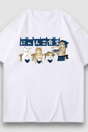 Style Core Aesthetics, New Style Trends Midnight Canteen Cartoon Print Tee