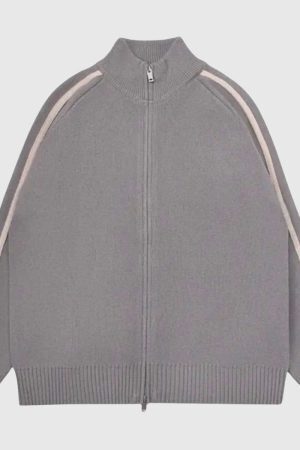 Style Core Aesthetics, New Style Trends Minimalist Stripe Zip-Up Cardigans