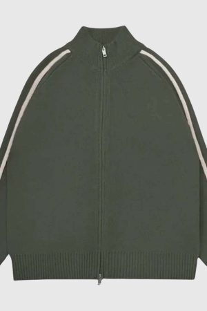 Style Core Aesthetics, New Style Trends Minimalist Stripe Zip-Up Cardigans