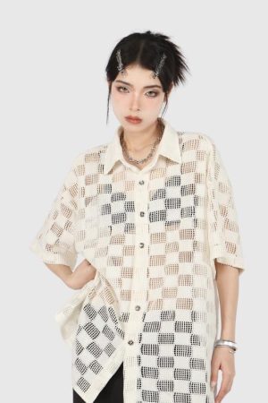 Style Core Aesthetics, New Style Trends Modern Hollow Patterned Shirt