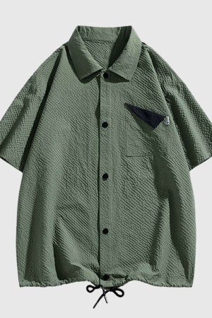 Style Core Aesthetics, New Style Trends Modern Textured Drawstring Shirt