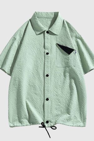 Style Core Aesthetics, New Style Trends Modern Textured Drawstring Shirt