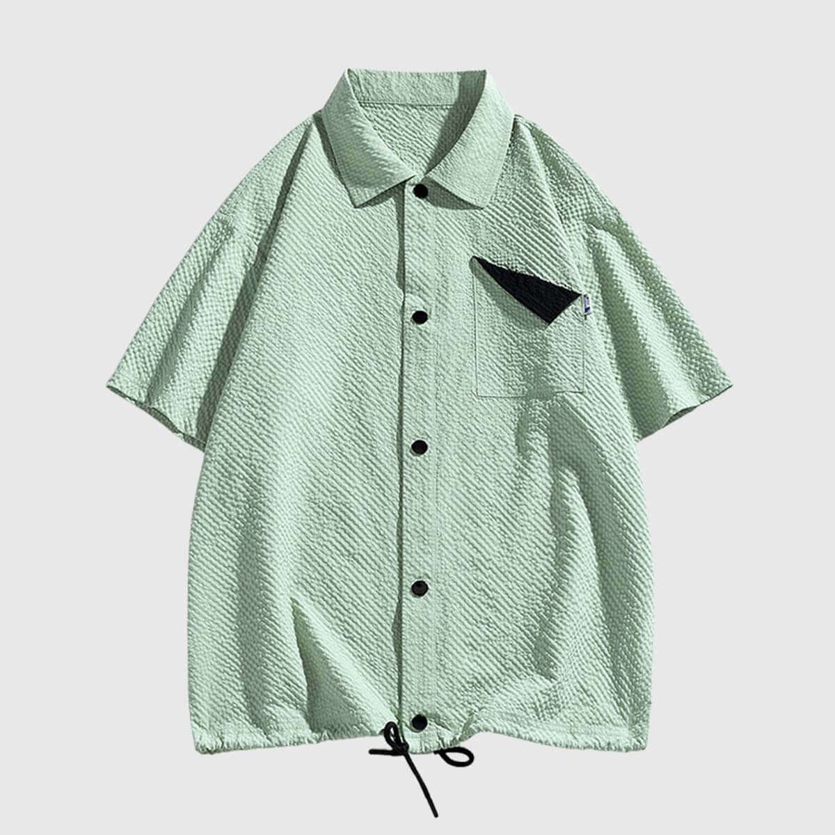 Style Core Aesthetics, New Style Trends Modern Textured Drawstring Shirt