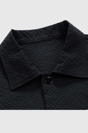 Style Core Aesthetics, New Style Trends Modern Textured Drawstring Shirt