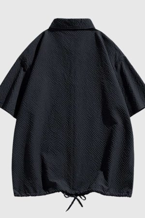 Style Core Aesthetics, New Style Trends Modern Textured Drawstring Shirt