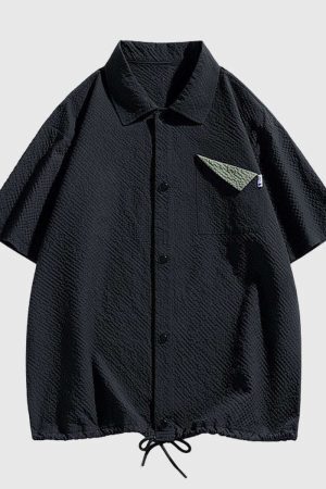 Style Core Aesthetics, New Style Trends Modern Textured Drawstring Shirt