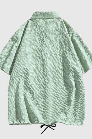 Style Core Aesthetics, New Style Trends Modern Textured Drawstring Shirt