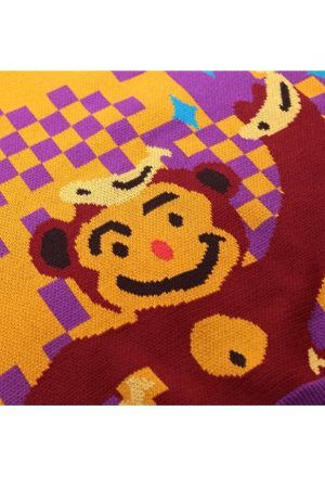 Style Core Aesthetics, New Style Trends Monkey & Banana Pattern Sweater