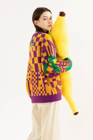 Style Core Aesthetics, New Style Trends Monkey & Banana Pattern Sweater