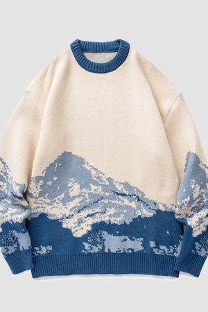 Style Core Aesthetics, New Style Trends Mountain Pattern Sweater