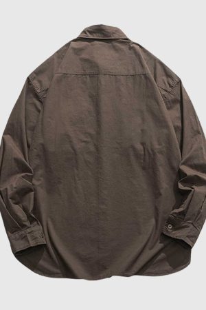 Style Core Aesthetics, New Style Trends Multi-Pockets Solid Shirts