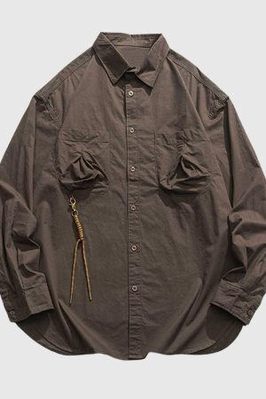 Style Core Aesthetics, New Style Trends Multi-Pockets Solid Shirts