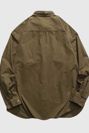 Style Core Aesthetics, New Style Trends Multi-Pockets Solid Shirts