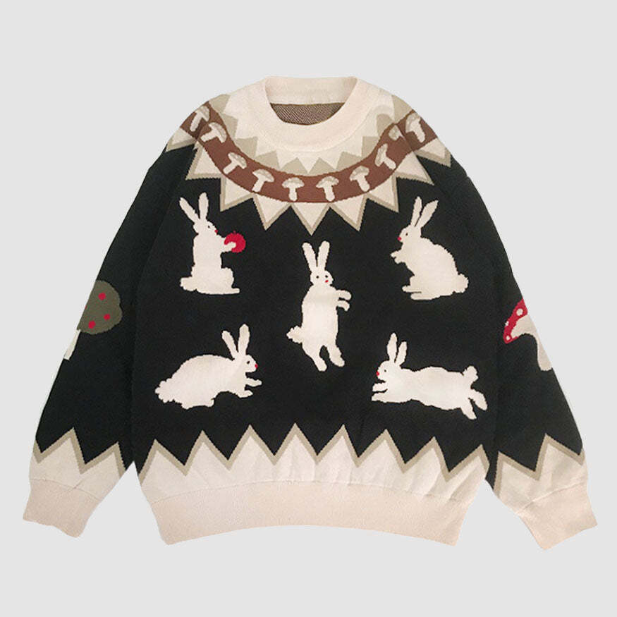 Style Core Aesthetics, New Style Trends Mushroom & Rabbit Pattern Sweater