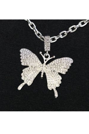 Style Core Aesthetics, New Style Trends Necklace Decor Butterfly Print Sweater