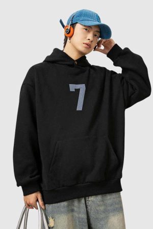 Style Core Aesthetics, New Style Trends Number “7” Print Hoodie