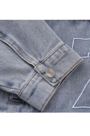 Style Core Aesthetics, New Style Trends Number Embroidered Denim Jacket