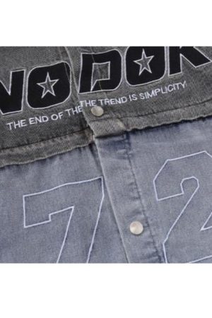 Style Core Aesthetics, New Style Trends Number Embroidered Denim Jacket
