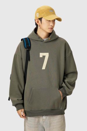 Style Core Aesthetics, New Style Trends Number Print Hoodie