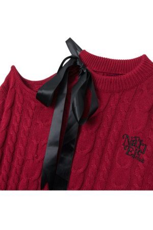 Style Core Aesthetics, New Style Trends Off-shoulder Twist Design Sweater