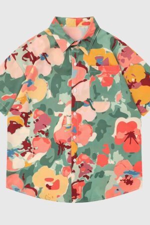 Style Core Aesthetics, New Style Trends Oil Painting Artistic Floral Shirts